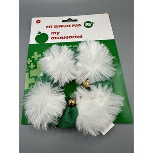 2013 Pet Supplies Plus Christmas‎ Dog Collar Cover 4 Bells NWT Green White Med.